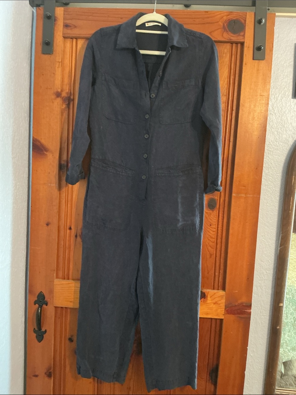 Marine Layer Navy Button-Front Utility Jumpsuit